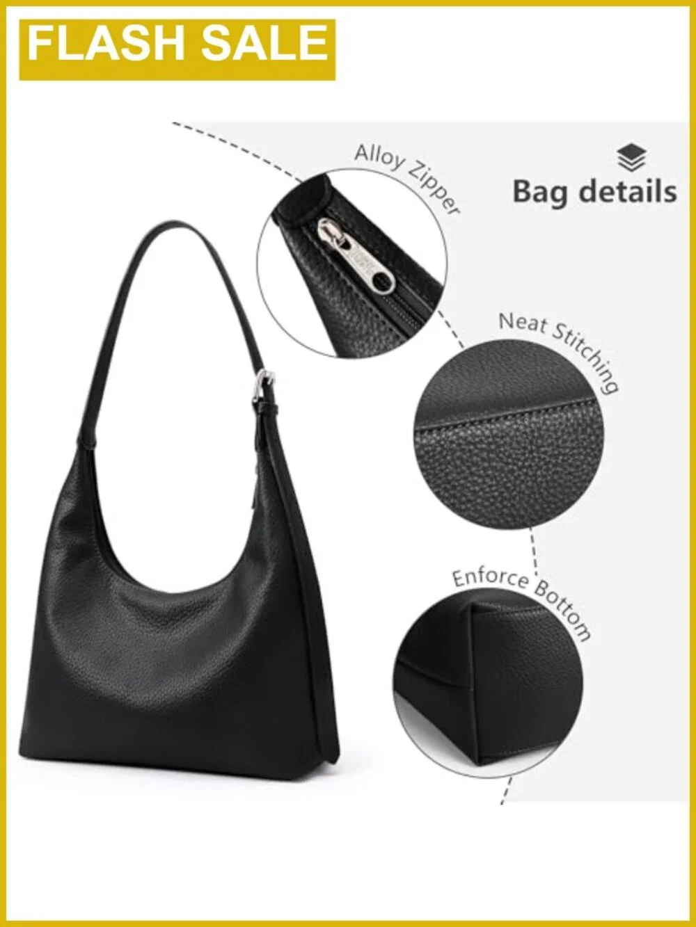Vegan Leather Crescent Hobo Bag with Adjustable Crossbody Strap